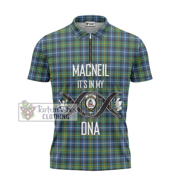 MacNeil of Barra Ancient Tartan Zipper Polo Shirt with Family Crest DNA In Me Style