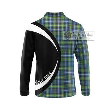 MacNeil of Barra Ancient Tartan Long Sleeve Polo Shirt with Family Crest Circle Style