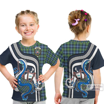 MacNeil of Barra Ancient Tartan Kid T-Shirt with Epic Bagpipe Style