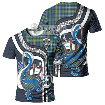 MacNeil of Barra Ancient Tartan T-Shirt with Epic Bagpipe Style