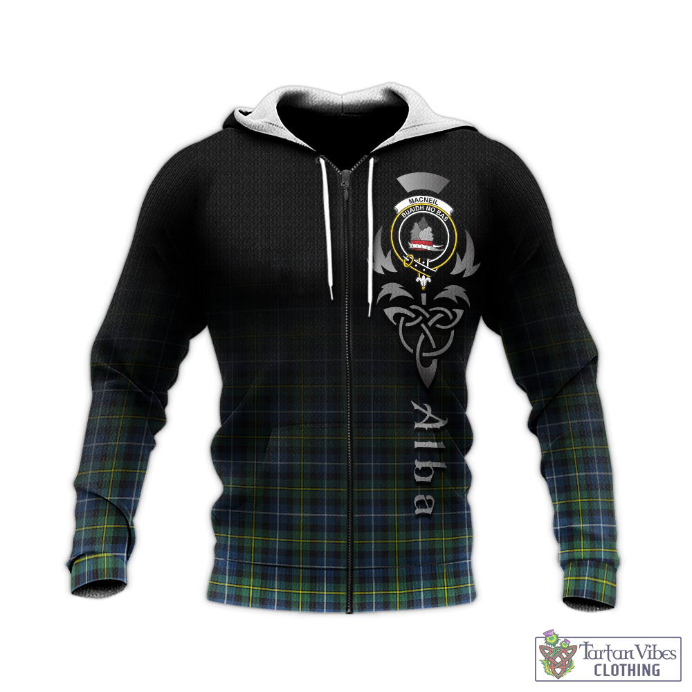 Tartan Vibes Clothing MacNeil of Barra Ancient Tartan Knitted Hoodie Featuring Alba Gu Brath Family Crest Celtic Inspired