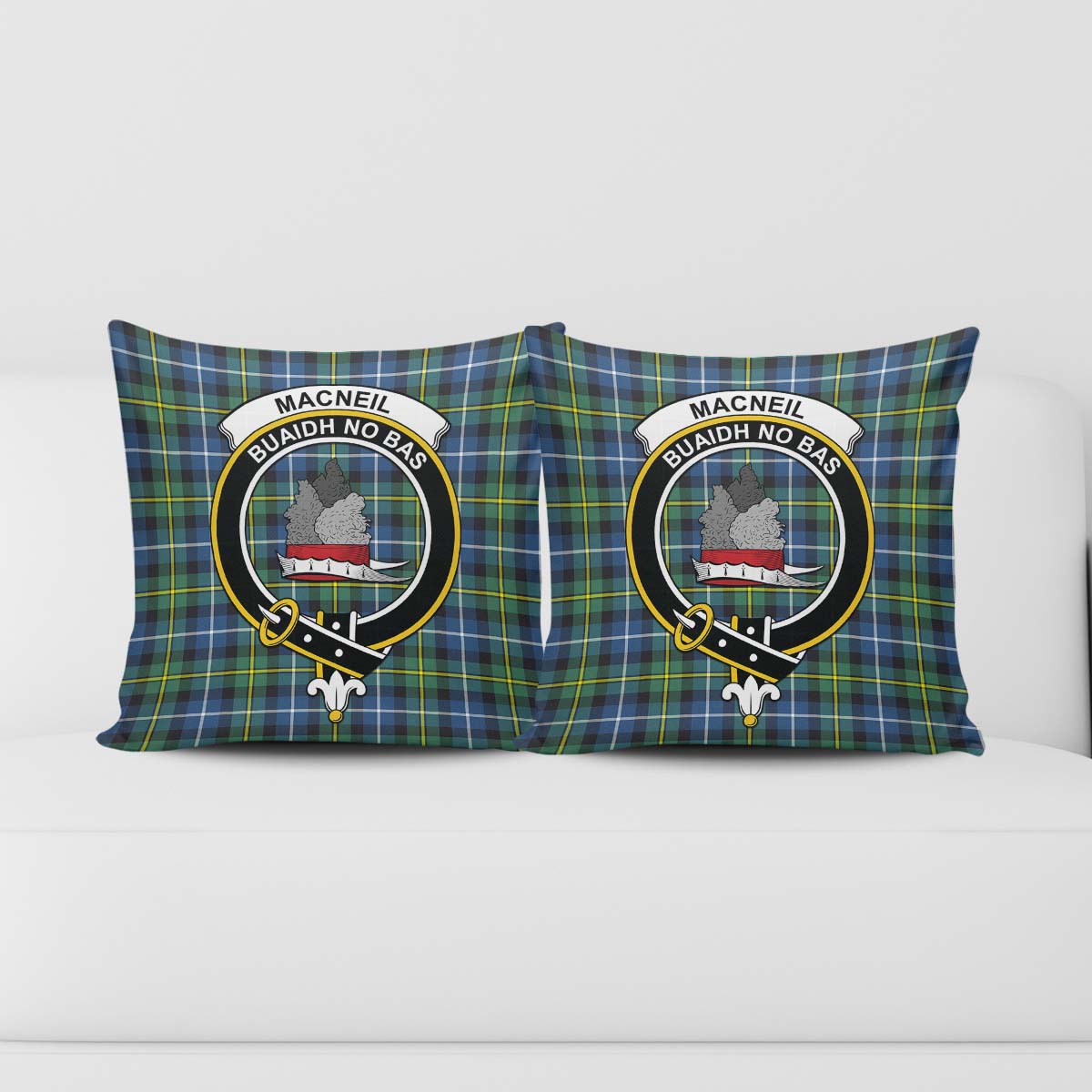 MacNeil of Barra Ancient Tartan Pillow Cover with Family Crest - Tartanvibesclothing