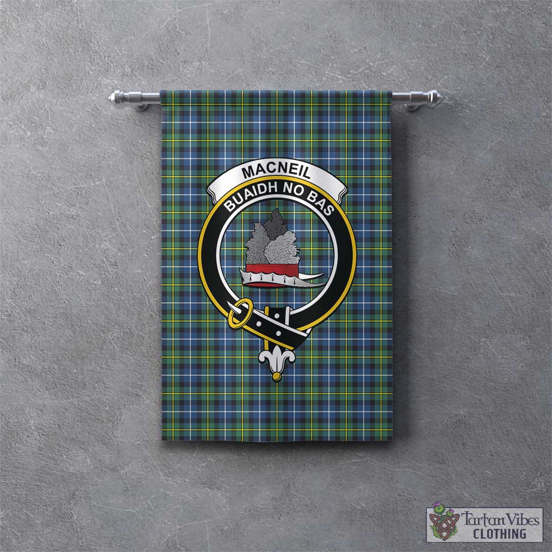 Tartan Vibes Clothing MacNeil of Barra Ancient Tartan Gonfalon, Tartan Banner with Family Crest