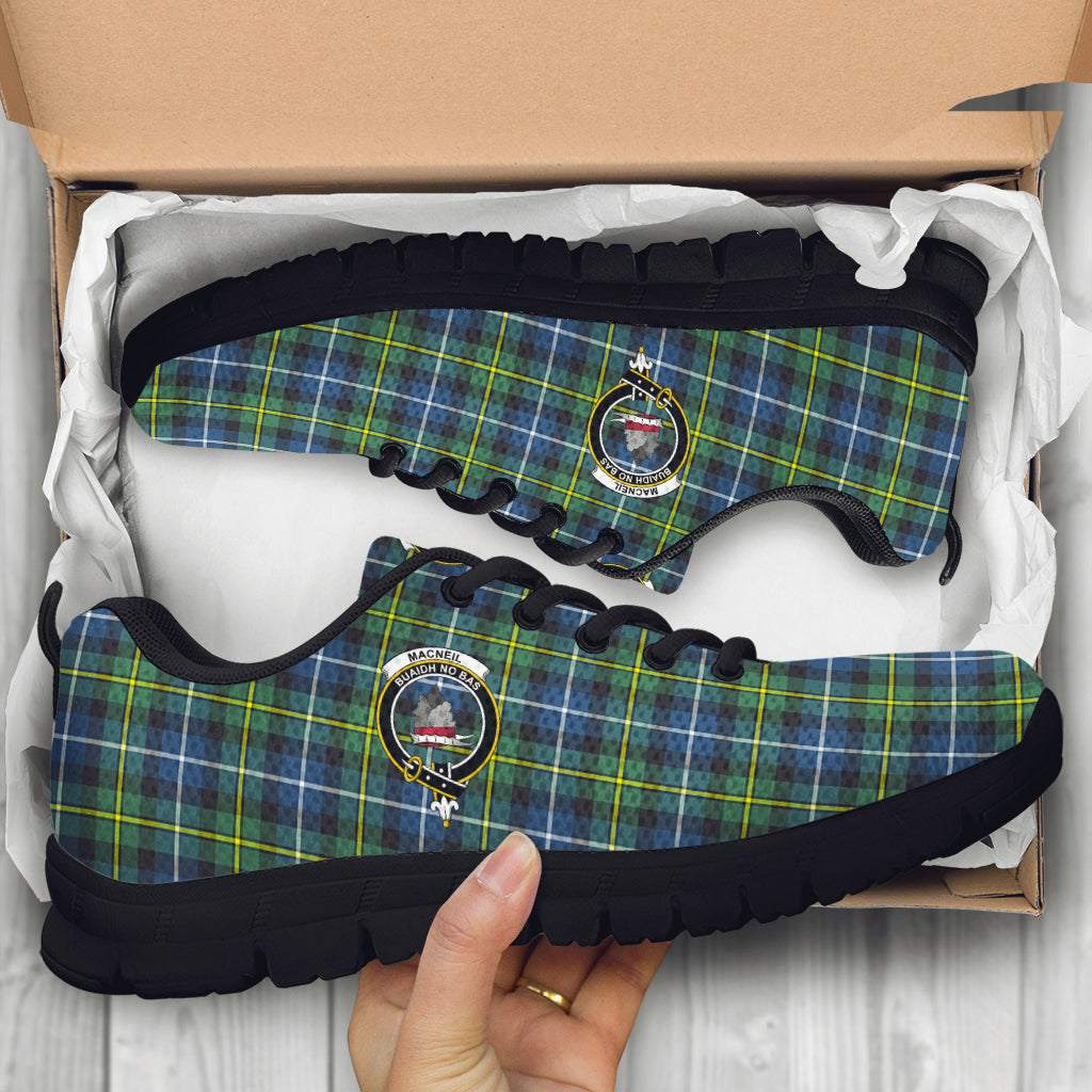 MacNeil of Barra Ancient Tartan Sneakers with Family Crest - Tartan Vibes Clothing