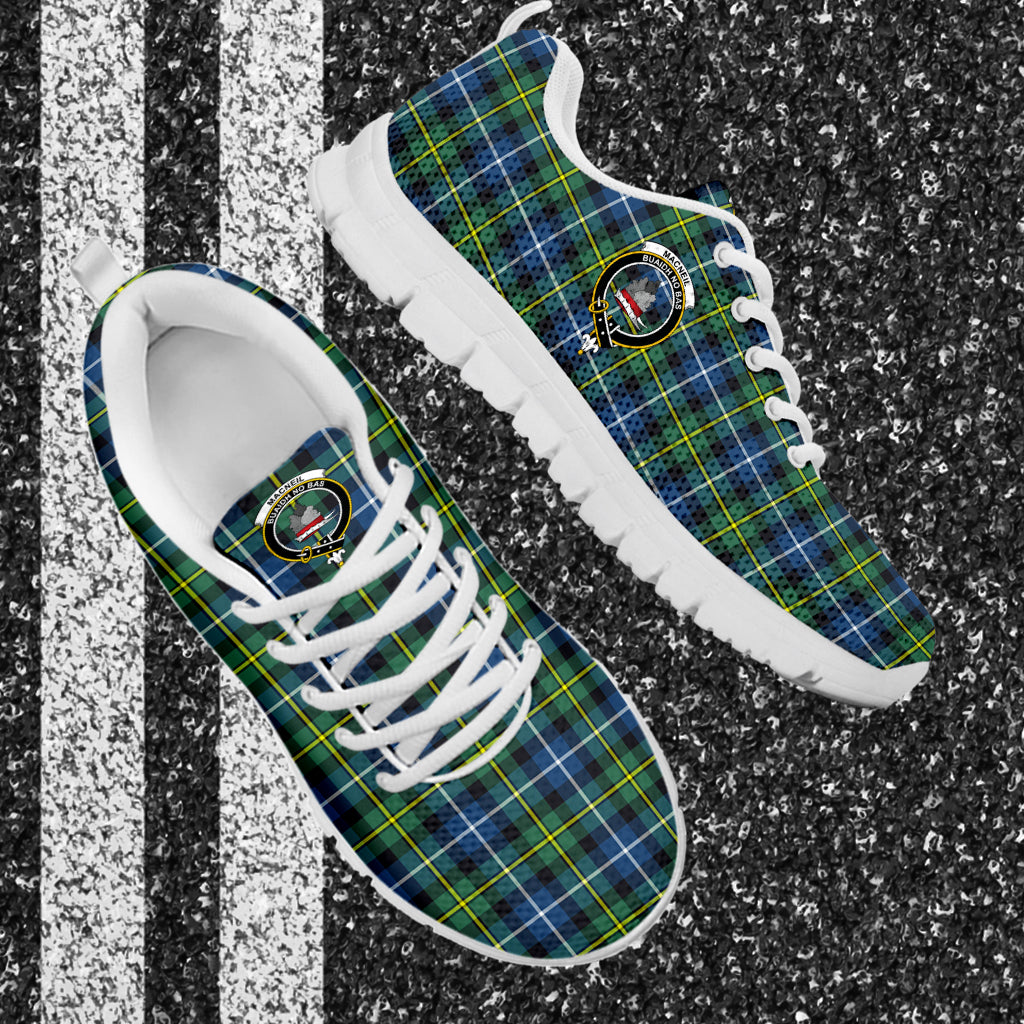 MacNeil of Barra Ancient Tartan Sneakers with Family Crest - Tartan Vibes Clothing