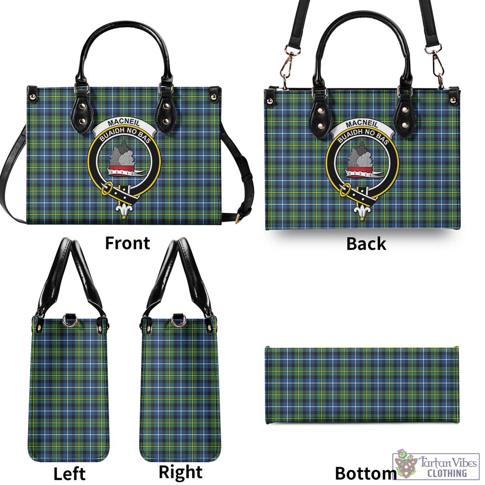 Tartan Vibes Clothing MacNeil of Barra Ancient Tartan Luxury Leather Handbags with Family Crest