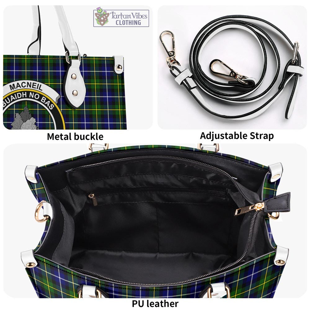 Tartan Vibes Clothing MacNeil of Barra Modern Tartan Luxury Leather Handbags with Family Crest