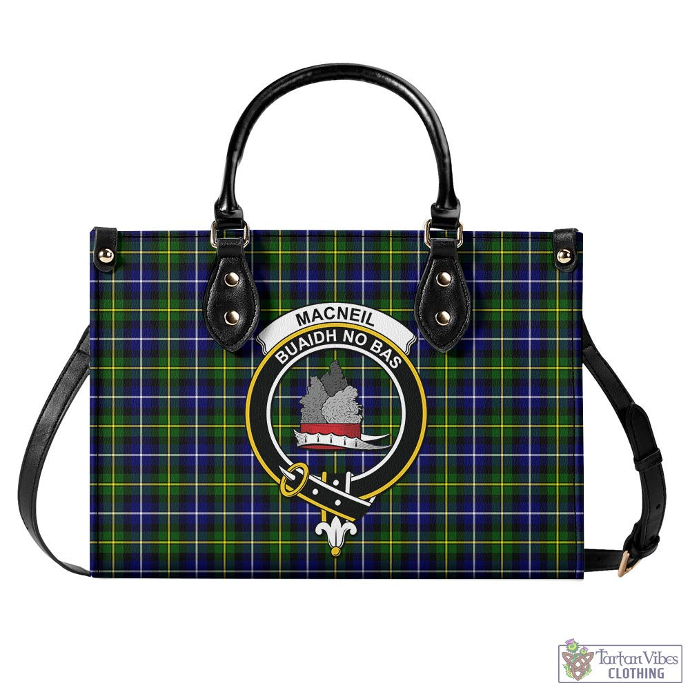 Tartan Vibes Clothing MacNeil of Barra Modern Tartan Luxury Leather Handbags with Family Crest