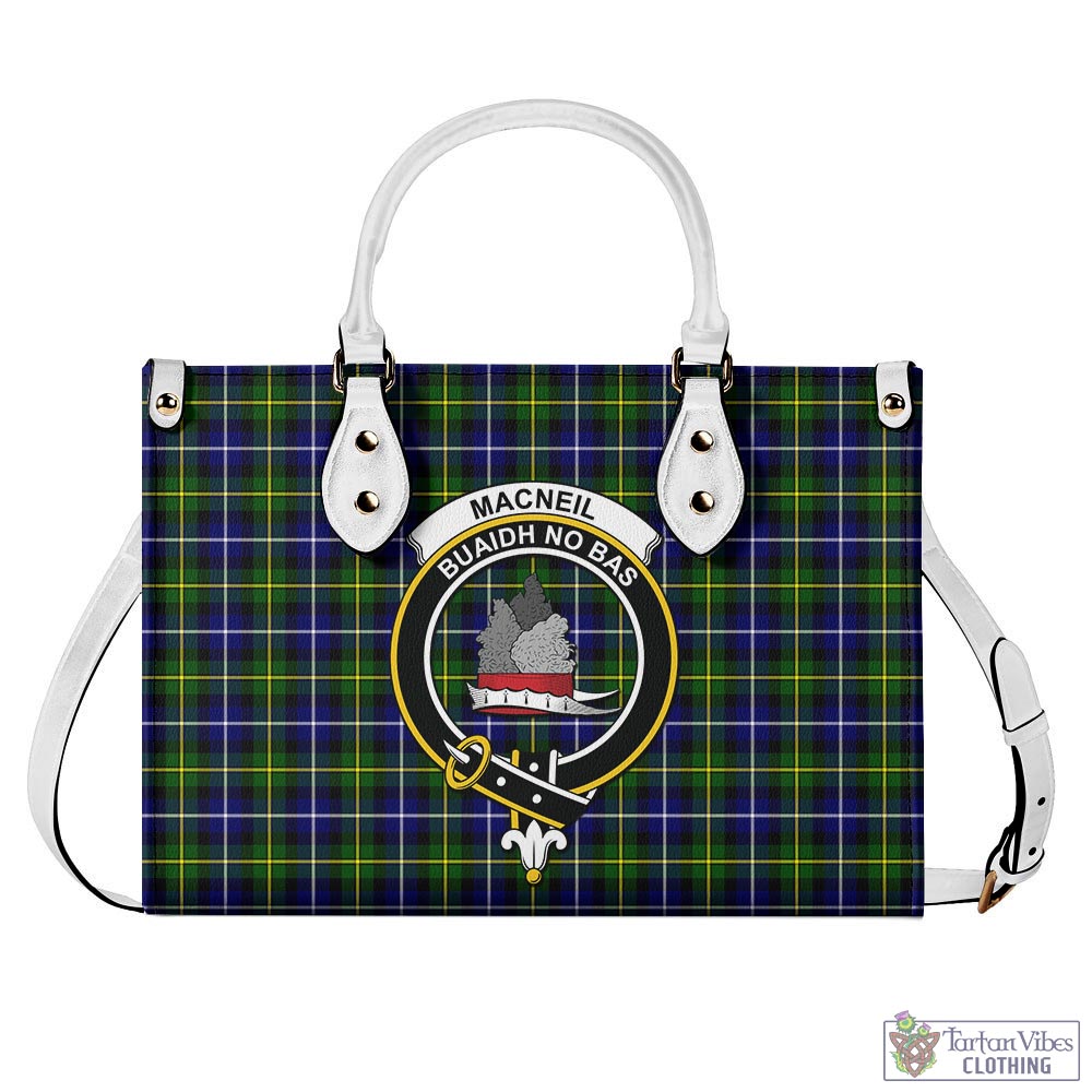 Tartan Vibes Clothing MacNeil of Barra Modern Tartan Luxury Leather Handbags with Family Crest