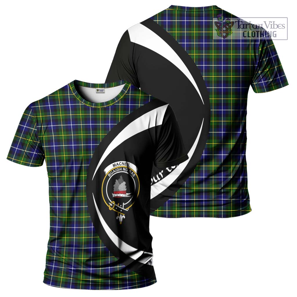 Tartan Vibes Clothing MacNeil of Barra Modern Tartan T-Shirt with Family Crest Circle Style