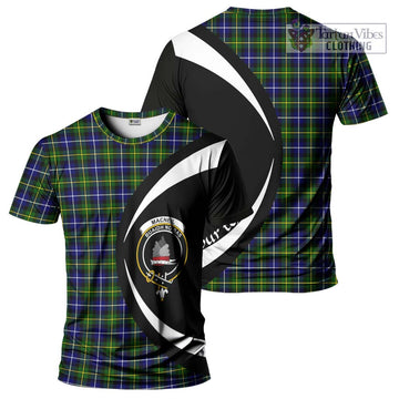 MacNeil of Barra Modern Tartan T-Shirt with Family Crest Circle Style