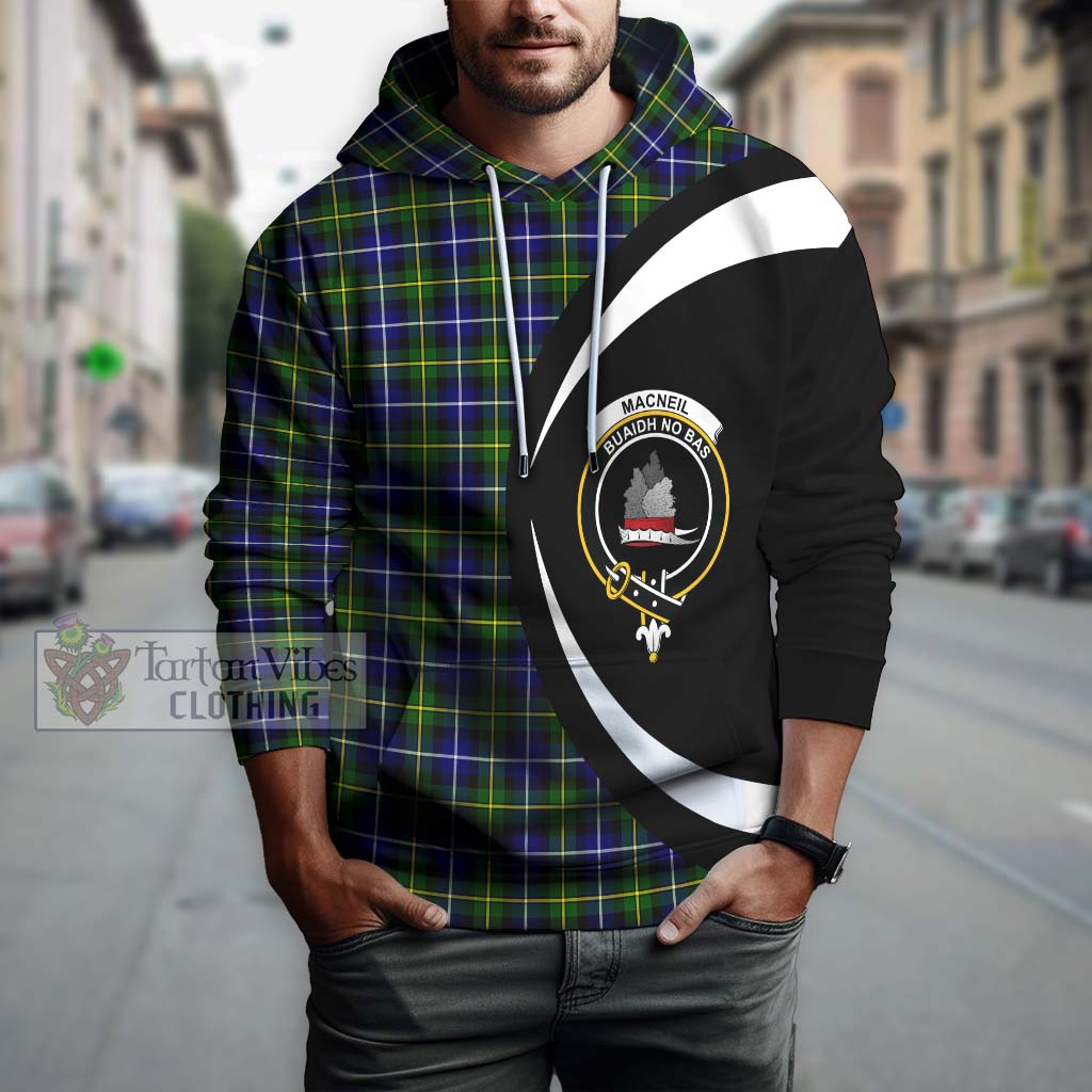 MacNeil of Barra Modern Tartan Hoodie with Family Crest Circle Style Zip Hoodie - Tartan Vibes Clothing