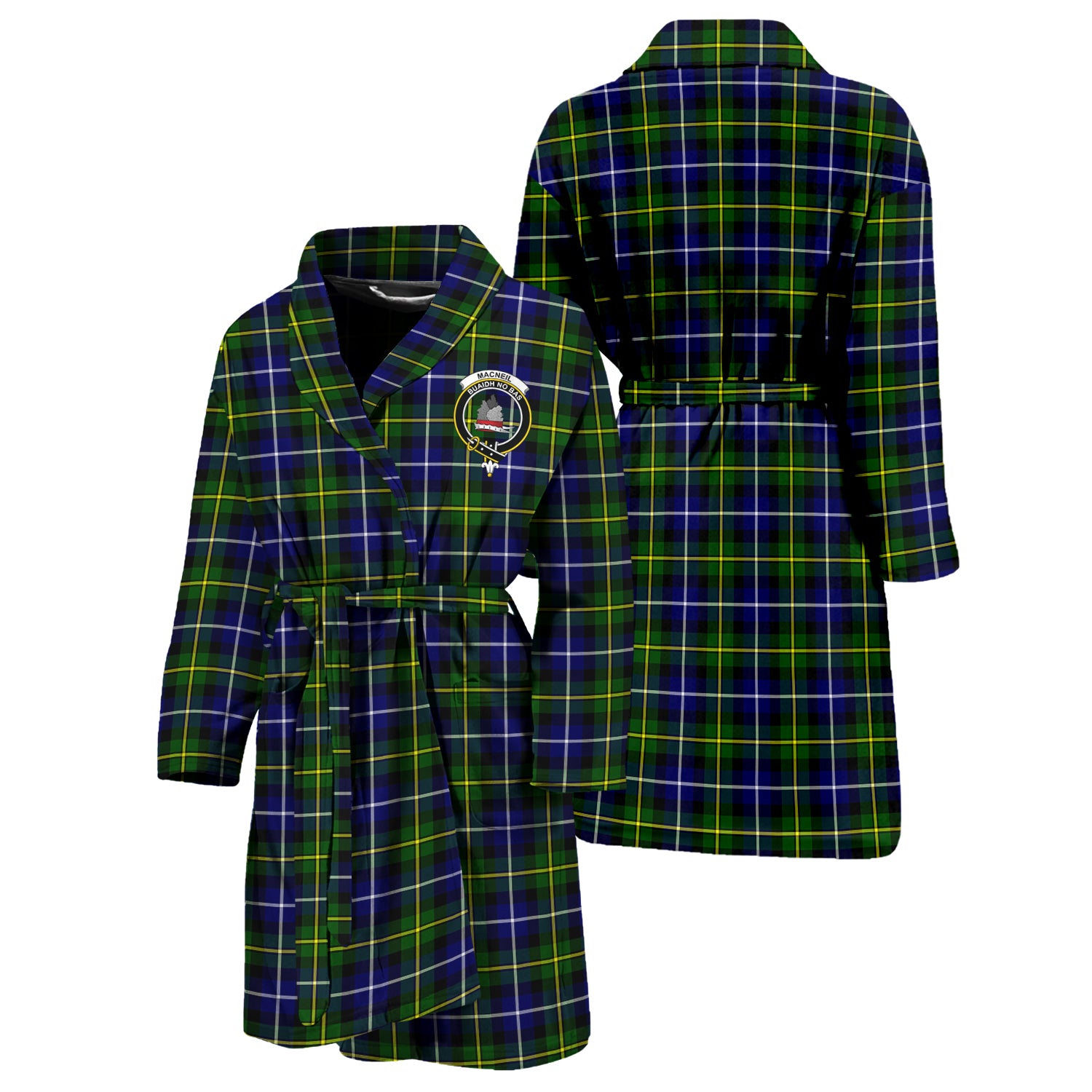 MacNeil of Barra Modern Tartan Bathrobe with Family Crest Unisex S - Tartan Vibes Clothing