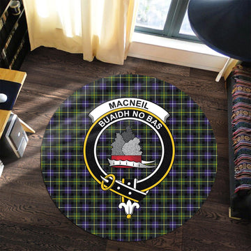 MacNeil of Barra Modern Tartan Round Rug with Family Crest