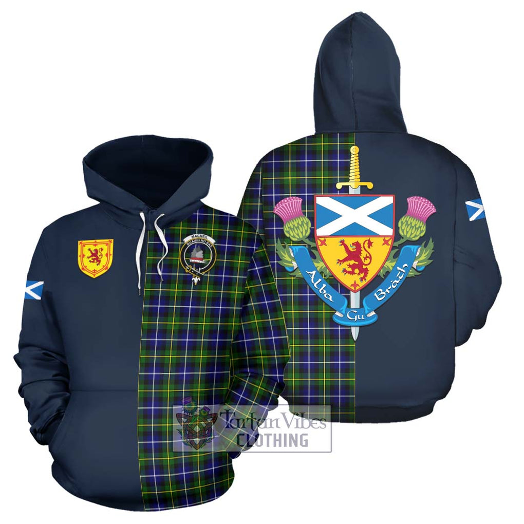 Tartan Vibes Clothing MacNeil of Barra Modern Tartan Hoodie with Scottish Lion Royal Arm Half Style