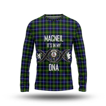 MacNeil of Barra Modern Tartan Long Sleeve T-Shirt with Family Crest DNA In Me Style