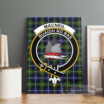 MacNeil of Barra Modern Tartan Canvas Print Wall Art with Family Crest