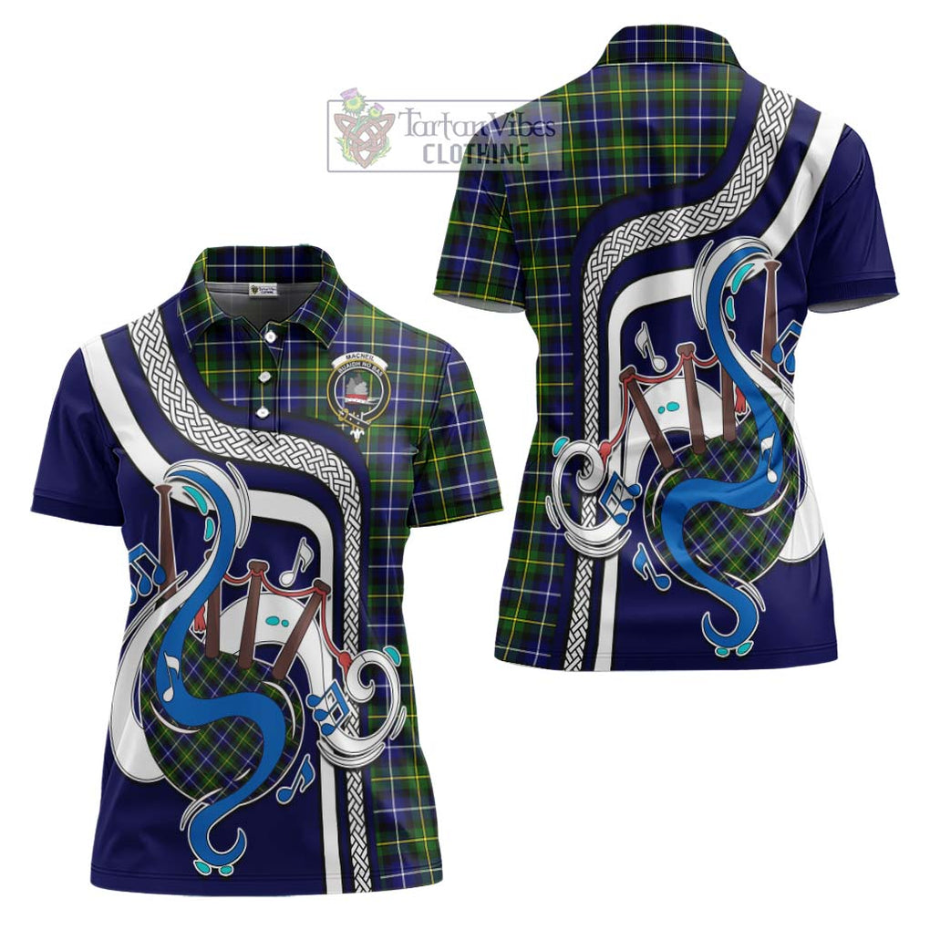 MacNeil of Barra Modern Tartan Women's Polo Shirt with Epic Bagpipe Style Women - Tartanvibesclothing Shop