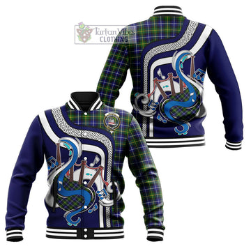 MacNeil of Barra Modern Tartan Baseball Jacket with Epic Bagpipe Style