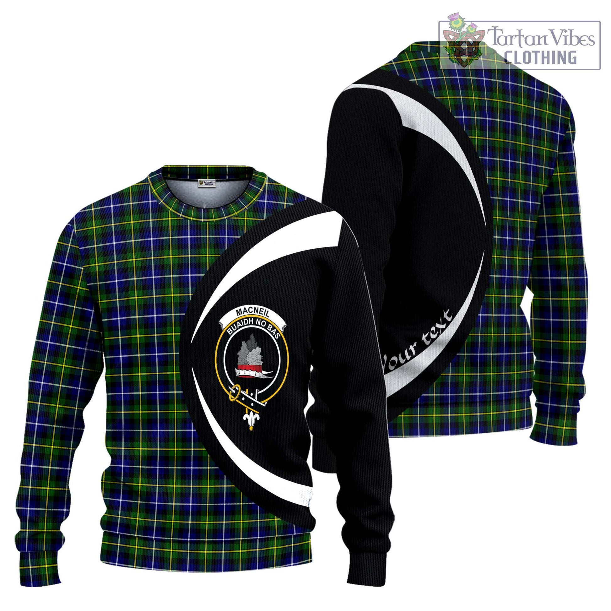 MacNeil of Barra Modern Tartan Knitted Sweater with Family Crest Circle Style Unisex - Tartan Vibes Clothing