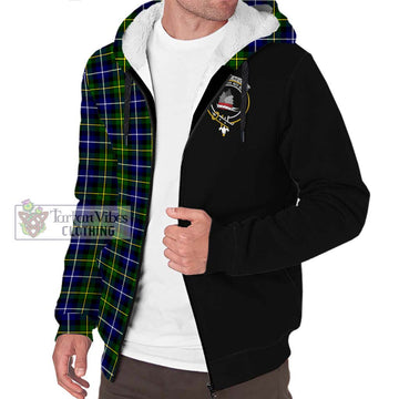 MacNeil of Barra Modern Tartan Sherpa Hoodie with Family Crest and Half Of Me Style