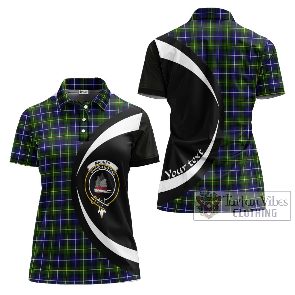 MacNeil of Barra Modern Tartan Women's Polo Shirt with Family Crest Circle Style Women - Tartan Vibes Clothing