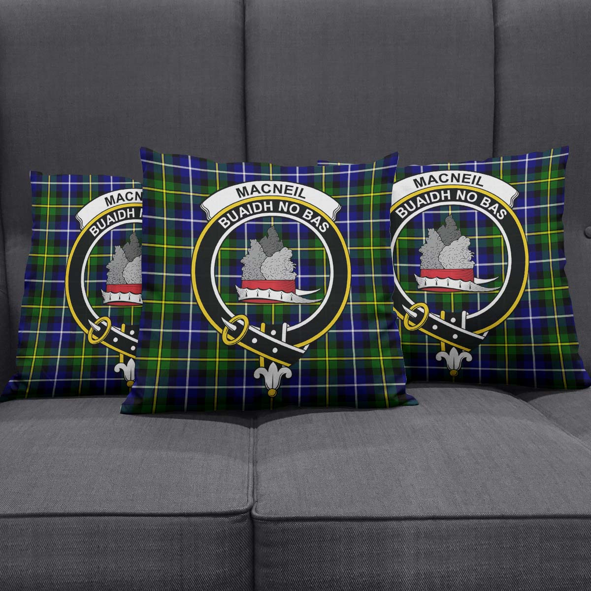 MacNeil of Barra Modern Tartan Pillow Cover with Family Crest Square Pillow Cover - Tartanvibesclothing