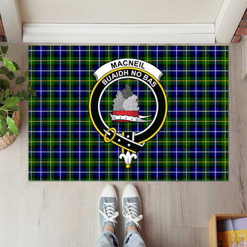 MacNeil of Barra Modern Tartan Door Mat with Family Crest