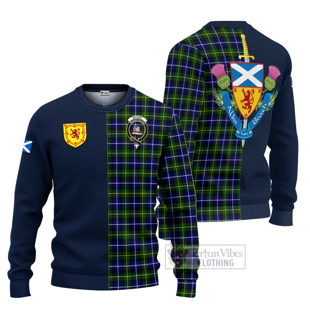 Tartan Vibes Clothing MacNeil of Barra Modern Tartan Knitted Sweater with Scottish Lion Royal Arm Half Style