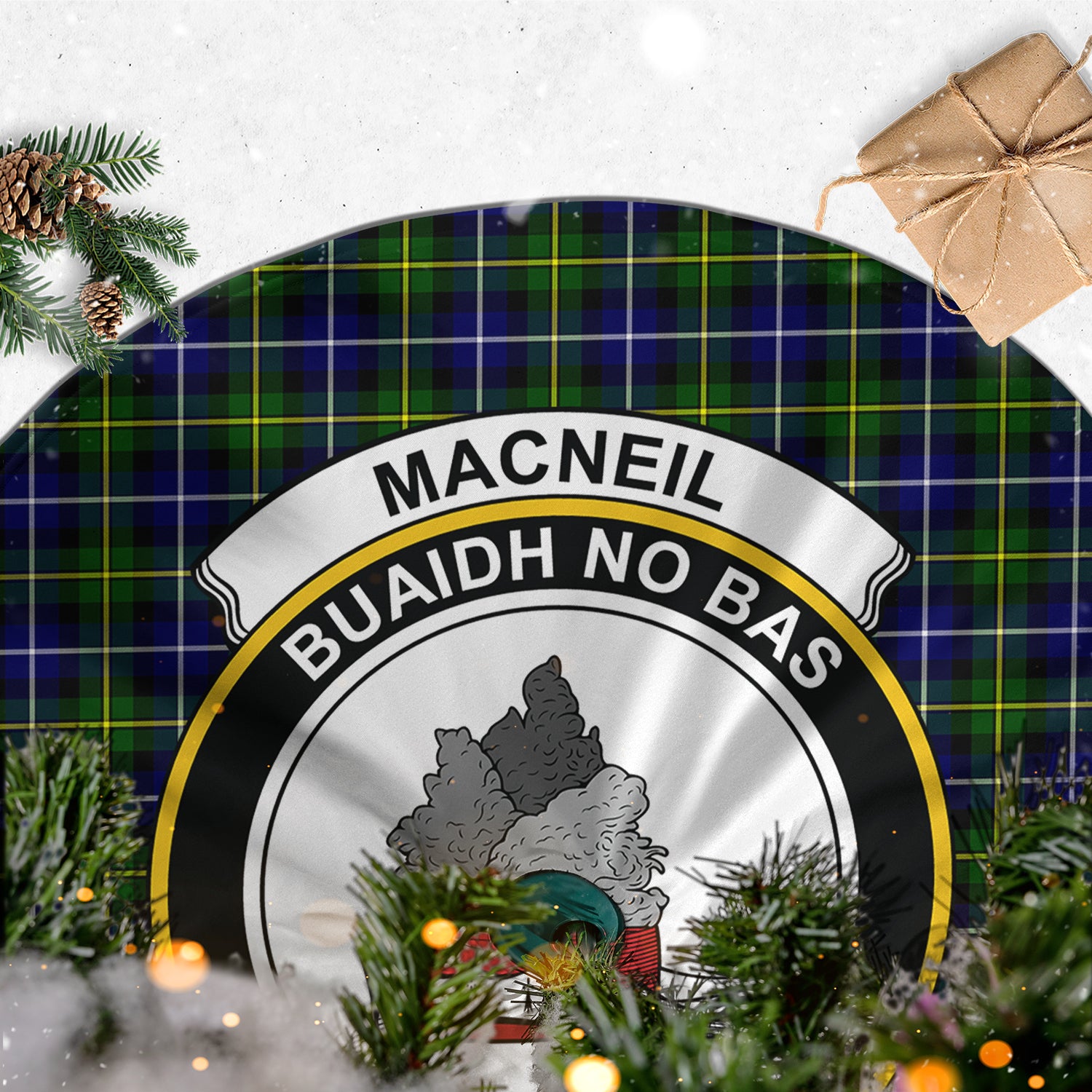 MacNeil of Barra Modern Tartan Christmas Tree Skirt with Family Crest - Tartanvibesclothing