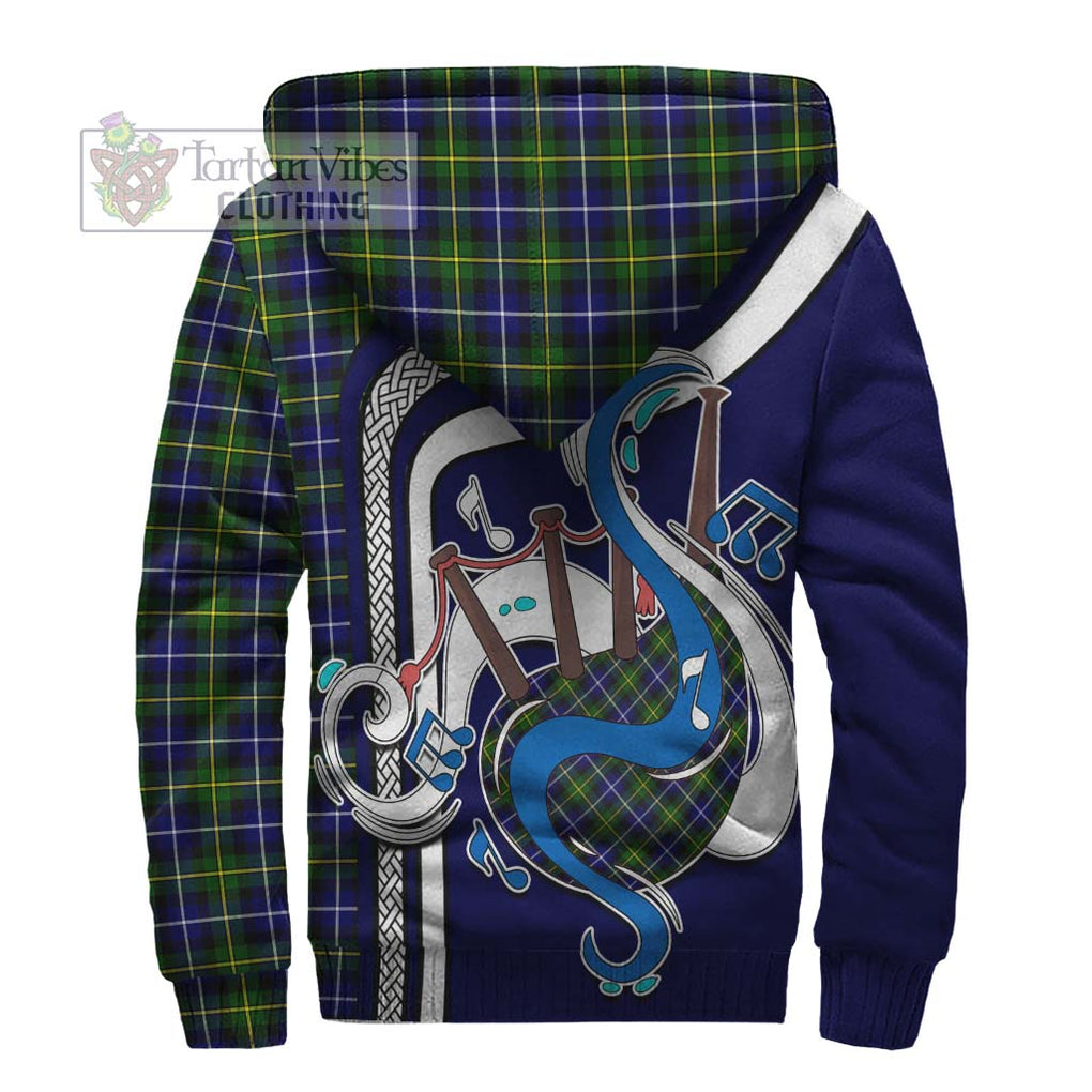 MacNeil of Barra Modern Tartan Sherpa Hoodie with Epic Bagpipe Style - Tartanvibesclothing Shop