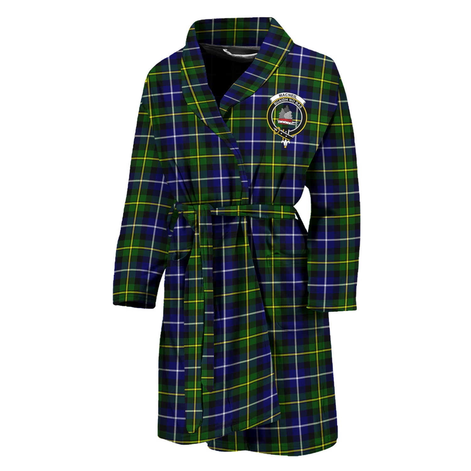 MacNeil of Barra Modern Tartan Bathrobe with Family Crest Unisex M - Tartan Vibes Clothing