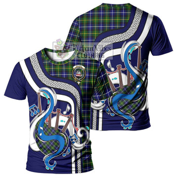 MacNeil of Barra Modern Tartan T-Shirt with Epic Bagpipe Style