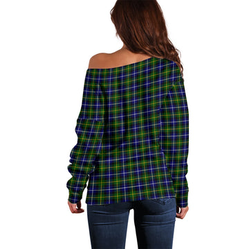 MacNeil of Barra Modern Tartan Off Shoulder Women Sweater with Family Crest