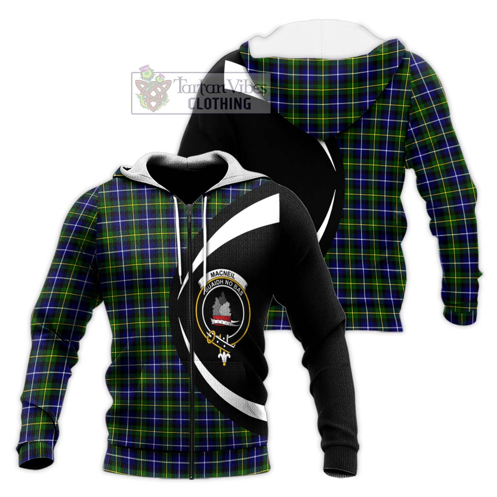 MacNeil of Barra Modern Tartan Knitted Hoodie with Family Crest Circle Style Unisex Knitted Zip Hoodie - Tartan Vibes Clothing