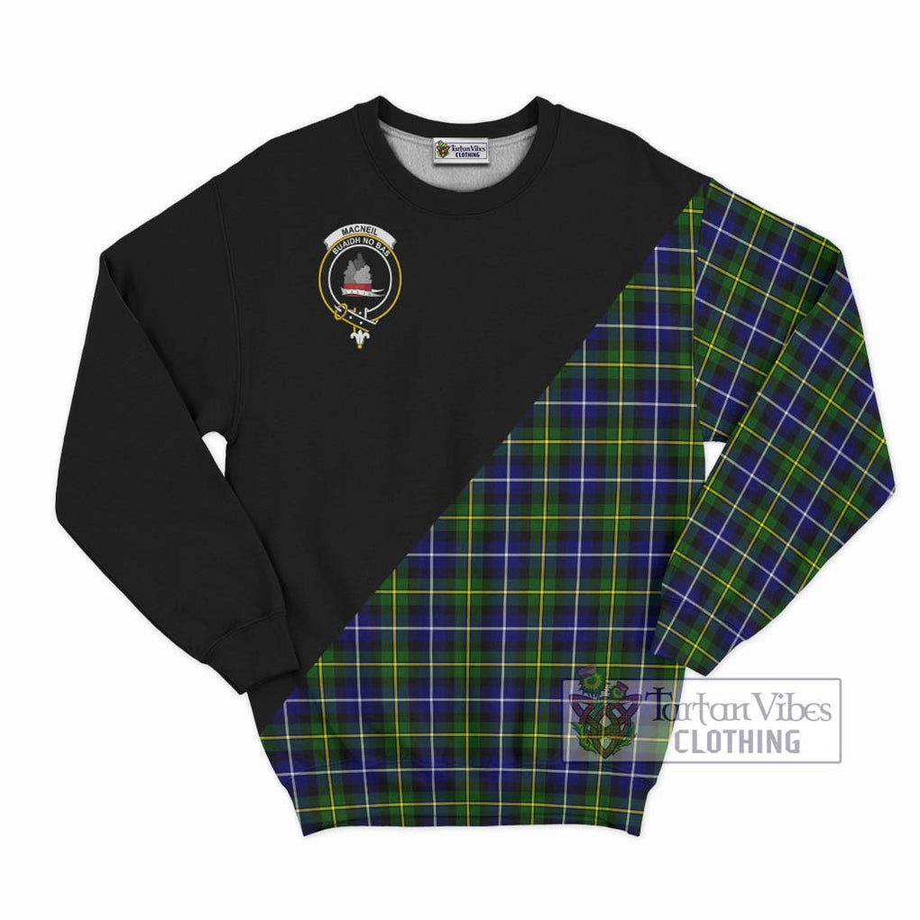 MacNeil of Barra Modern Tartan Sweatshirt with Family Crest and Military Logo Style - Tartanvibesclothing Shop