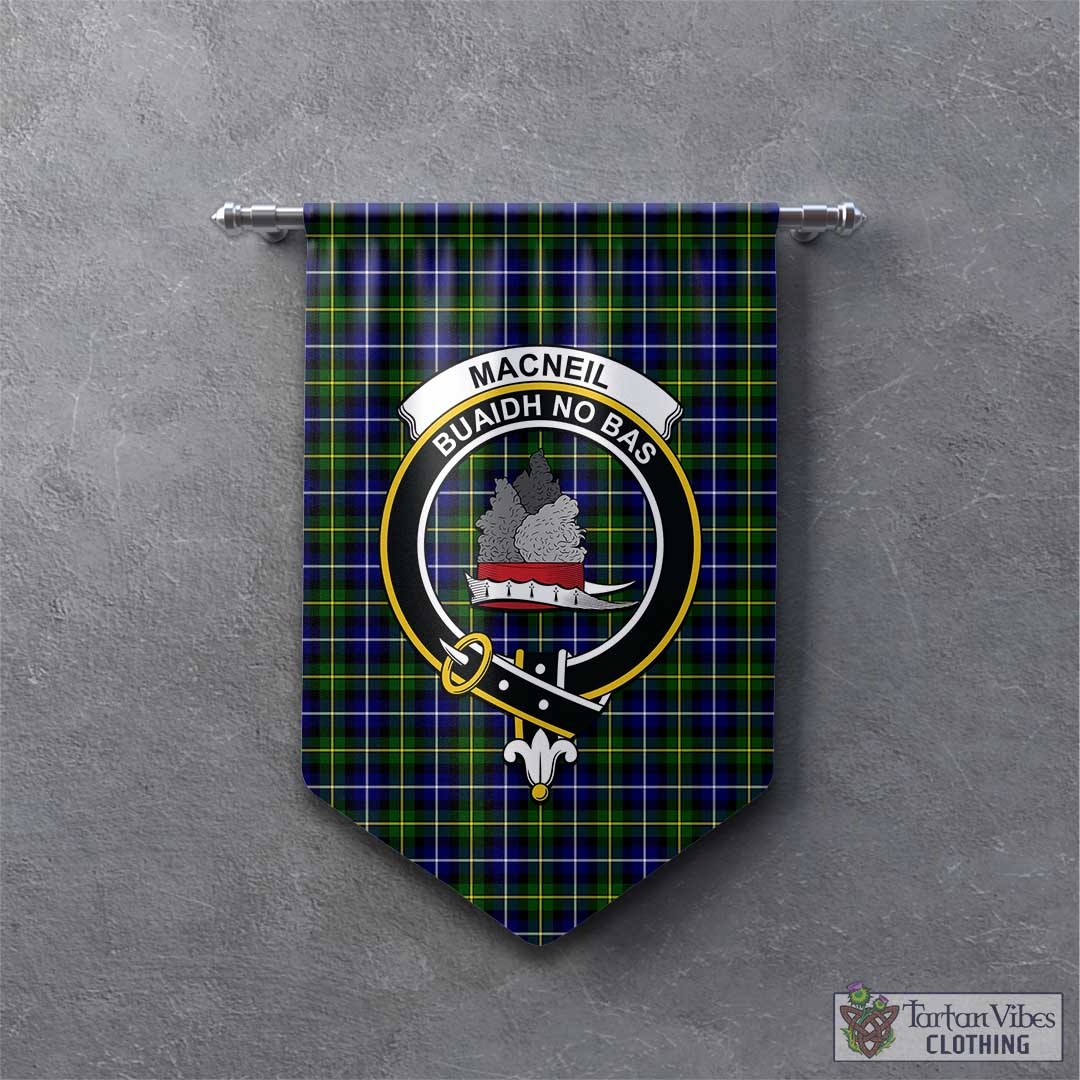 Tartan Vibes Clothing MacNeil of Barra Modern Tartan Gonfalon, Tartan Banner with Family Crest