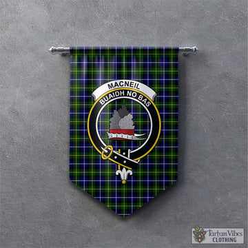 MacNeil of Barra Modern Tartan Gonfalon, Tartan Banner with Family Crest