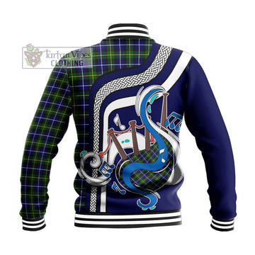 MacNeil of Barra Modern Tartan Baseball Jacket with Epic Bagpipe Style