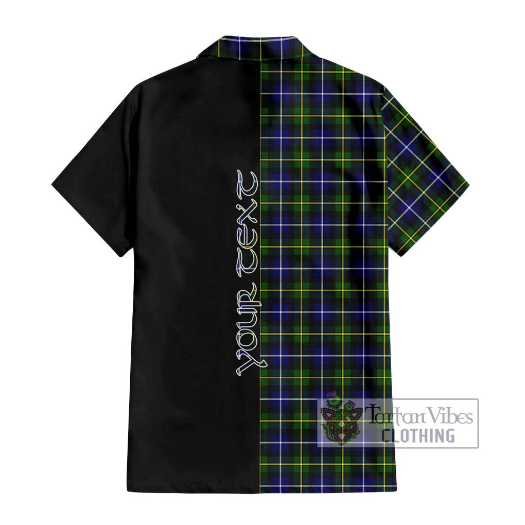 MacNeil of Barra Modern Tartan Short Sleeve Button Shirt with Family Crest and Half Of Me Style - Tartanvibesclothing Shop