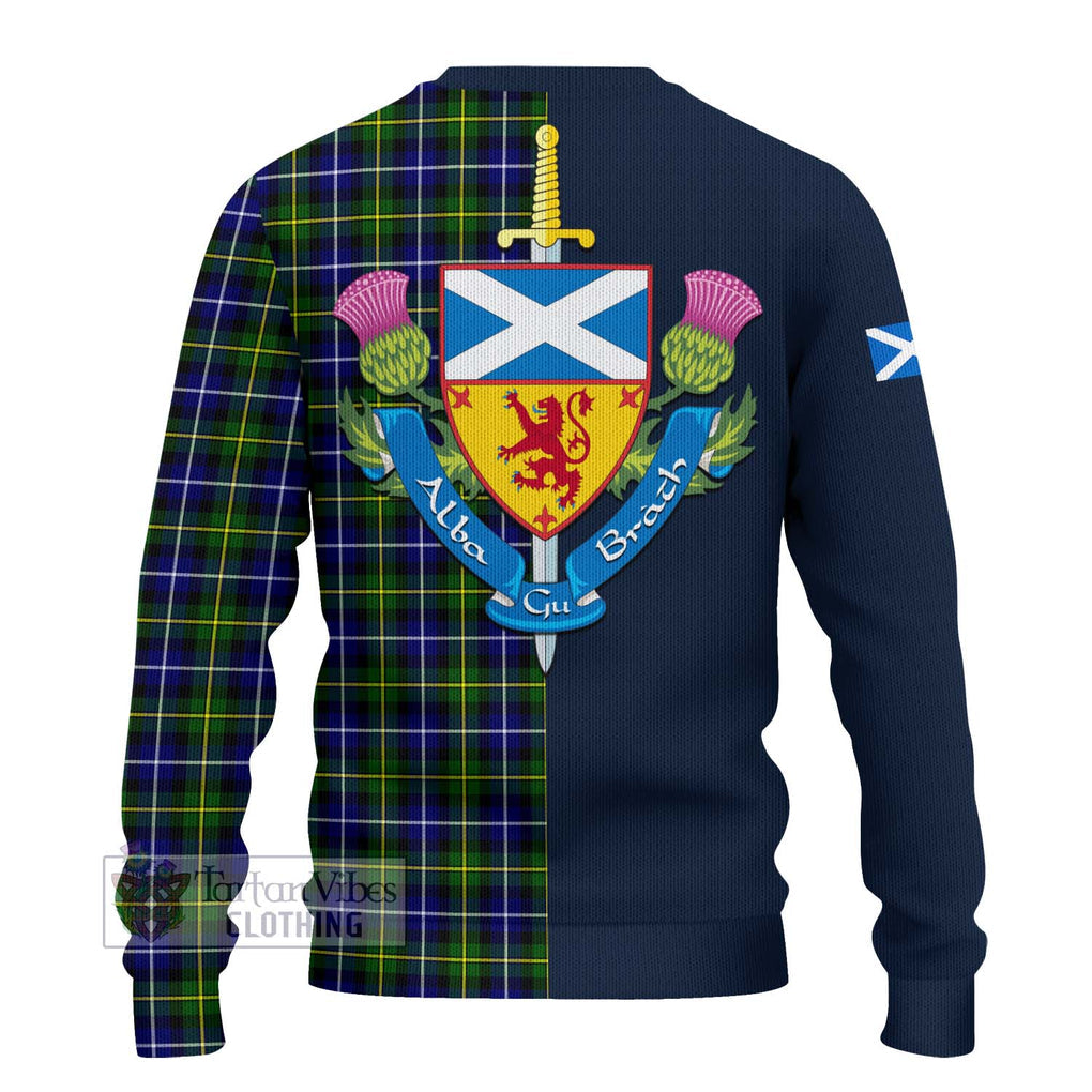 Tartan Vibes Clothing MacNeil of Barra Modern Tartan Knitted Sweater with Scottish Lion Royal Arm Half Style