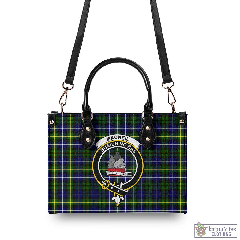 Tartan Vibes Clothing MacNeil of Barra Modern Tartan Luxury Leather Handbags with Family Crest