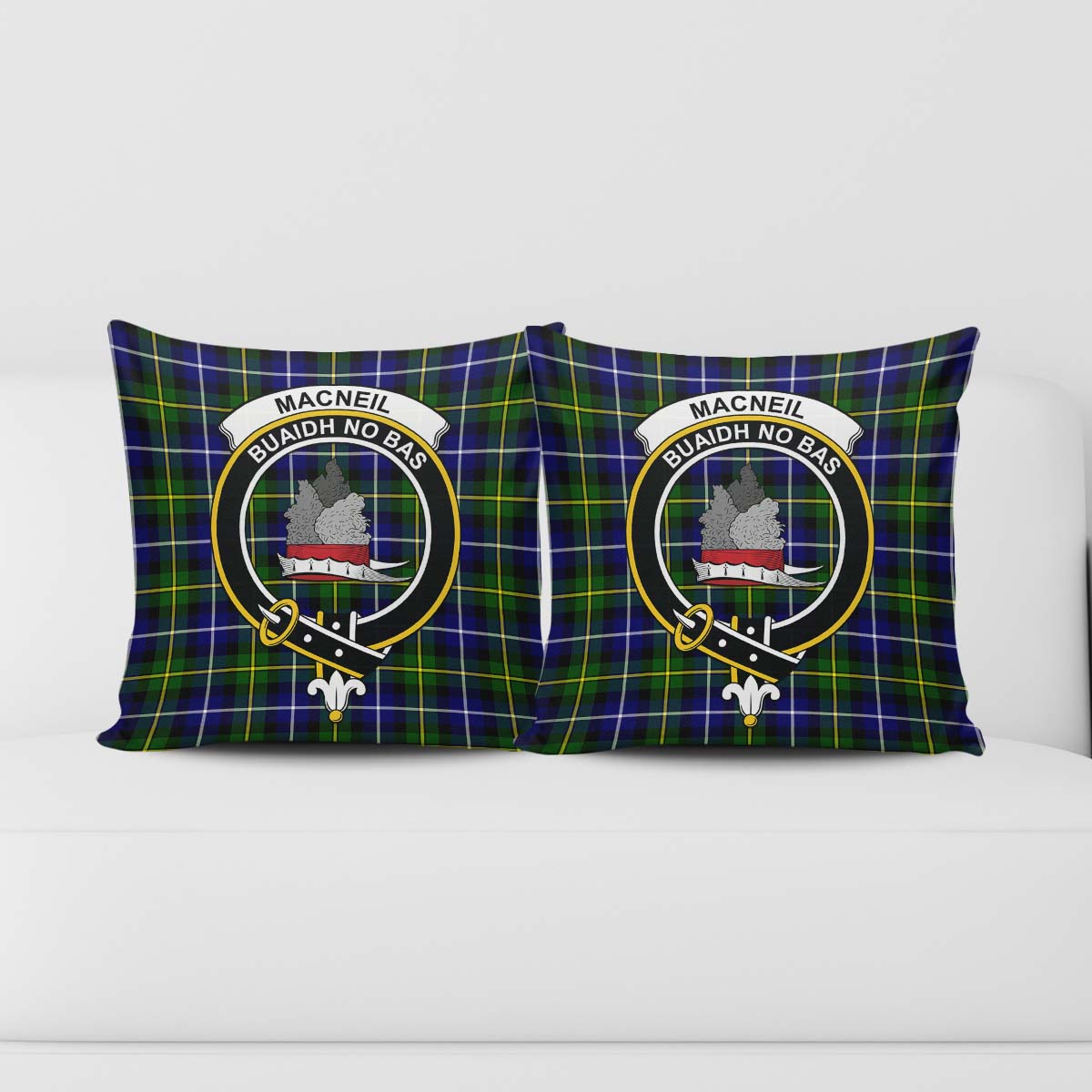 MacNeil of Barra Modern Tartan Pillow Cover with Family Crest - Tartanvibesclothing