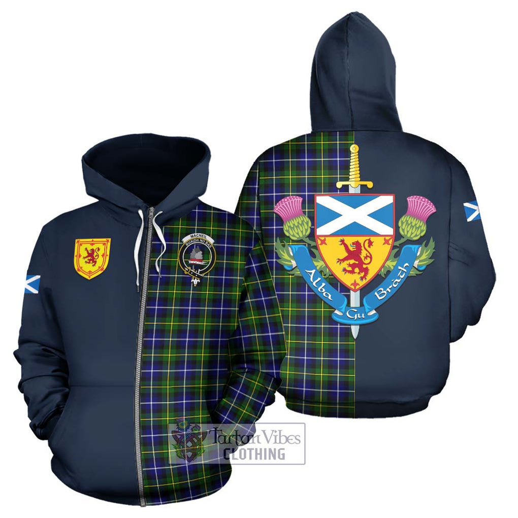 Tartan Vibes Clothing MacNeil of Barra Modern Tartan Hoodie with Scottish Lion Royal Arm Half Style