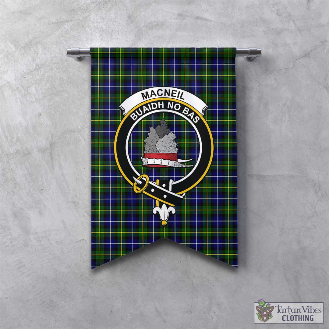 Tartan Vibes Clothing MacNeil of Barra Modern Tartan Gonfalon, Tartan Banner with Family Crest