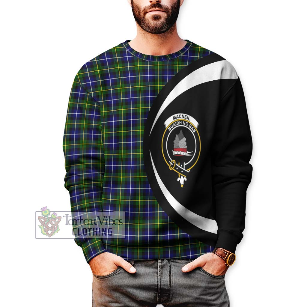 MacNeil of Barra Modern Tartan Sweatshirt with Family Crest Circle Style - Tartan Vibes Clothing