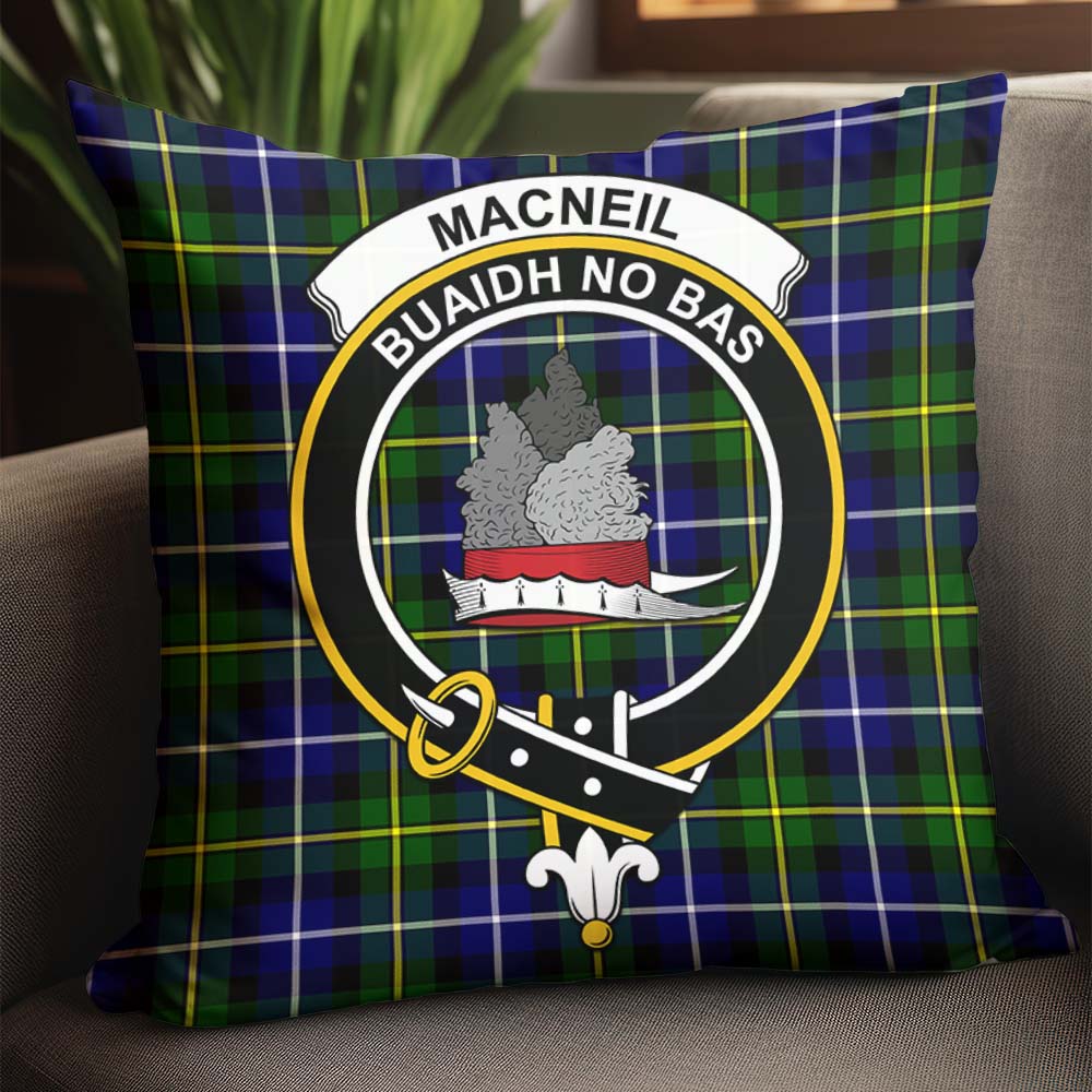 MacNeil of Barra Modern Tartan Pillow Cover with Family Crest - Tartanvibesclothing