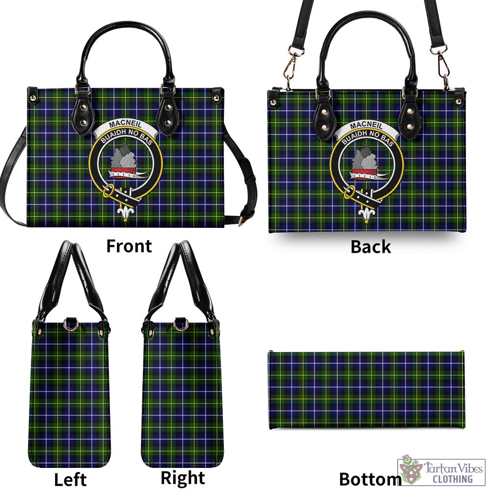 Tartan Vibes Clothing MacNeil of Barra Modern Tartan Luxury Leather Handbags with Family Crest