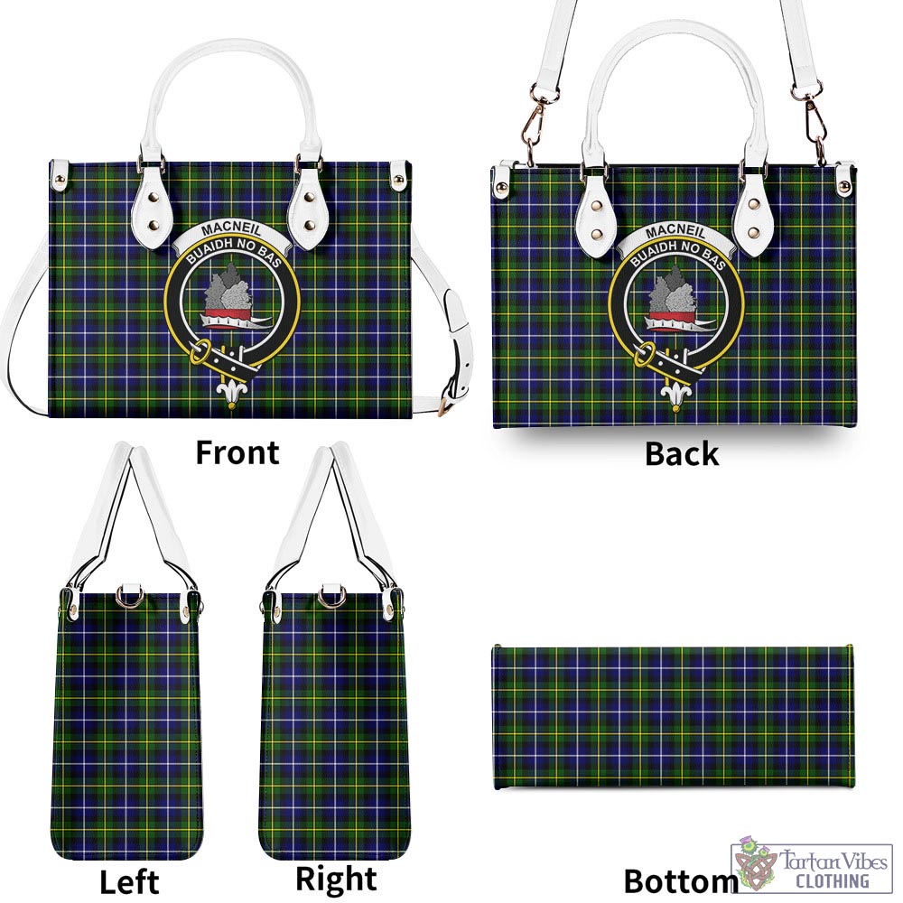 Tartan Vibes Clothing MacNeil of Barra Modern Tartan Luxury Leather Handbags with Family Crest