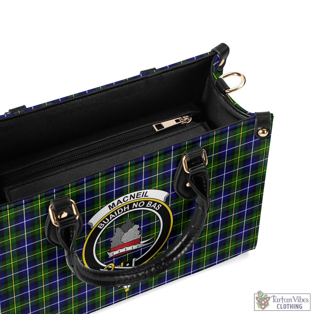 Tartan Vibes Clothing MacNeil of Barra Modern Tartan Luxury Leather Handbags with Family Crest